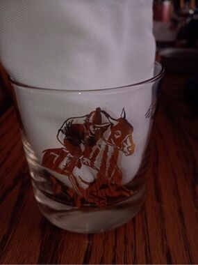 Vintage Horse Racing Glass with Jockey Graphic
